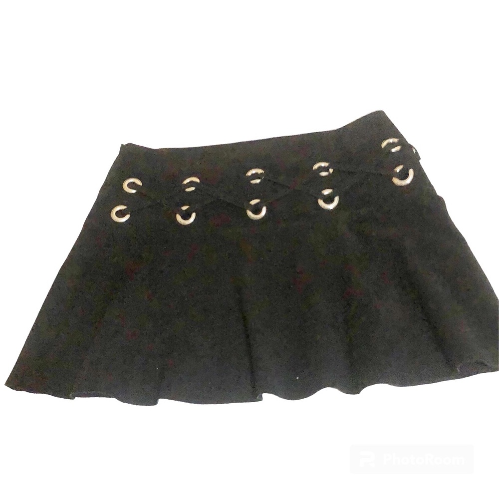 Parker black suede grunge Milo’s mini skirt w/ grommets NWOT